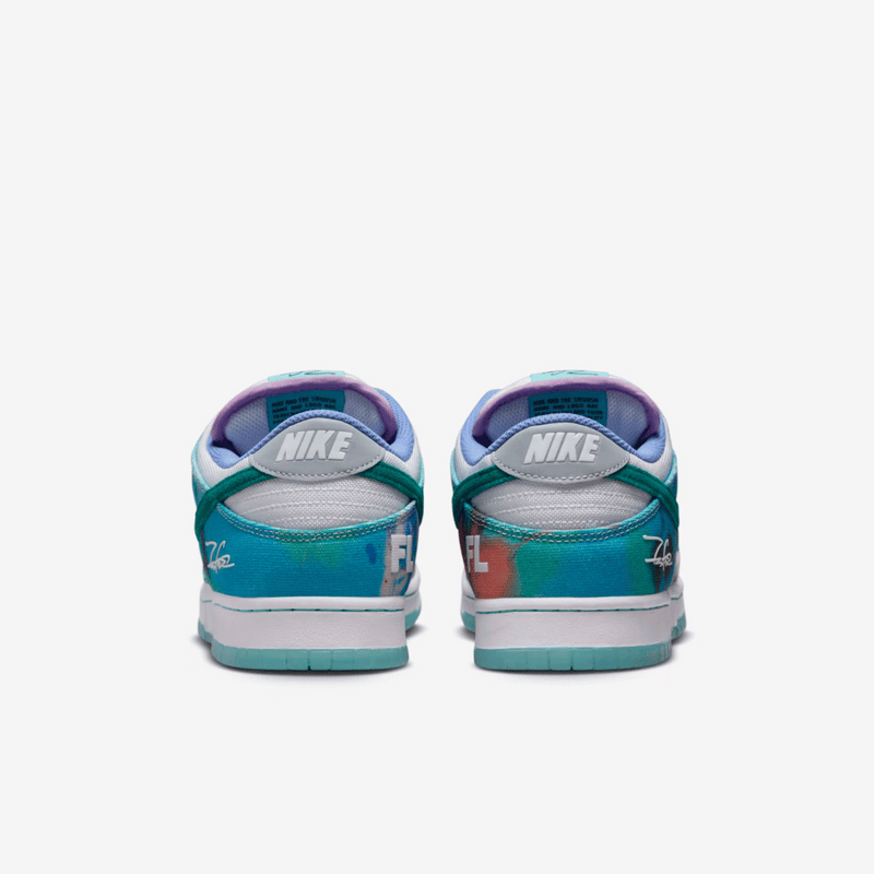 Futura Laboratories x Nike SB Dunk Low White and Geode Teal