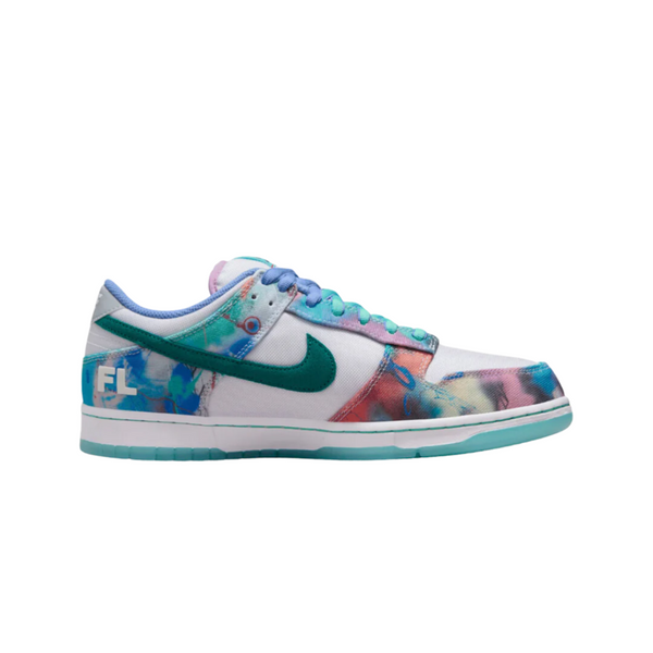 Futura Laboratories x Nike SB Dunk Low White and Geode Teal